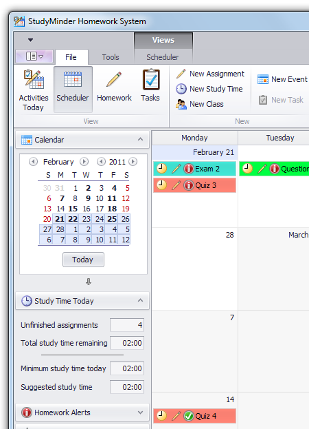 StudyMinder calendar view screenshot