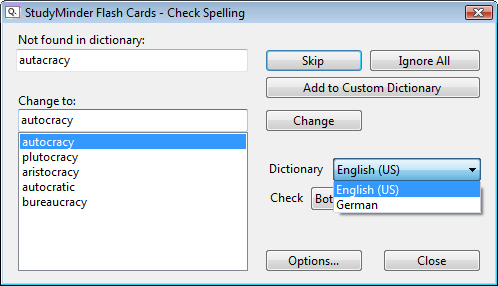 Spell Checking Flash Cards