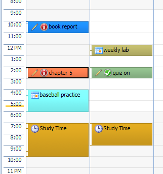 Study time displayed in the calendar